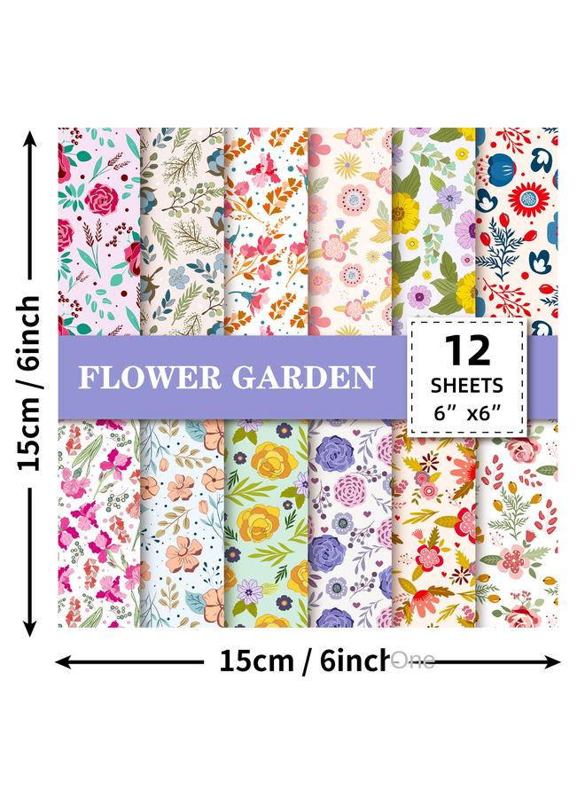 Bluejw 12 Sheets/pack Of Material Paper Fresh Floral DIY Decorative Hand Card Valentine's Day Background Paper - Image 4