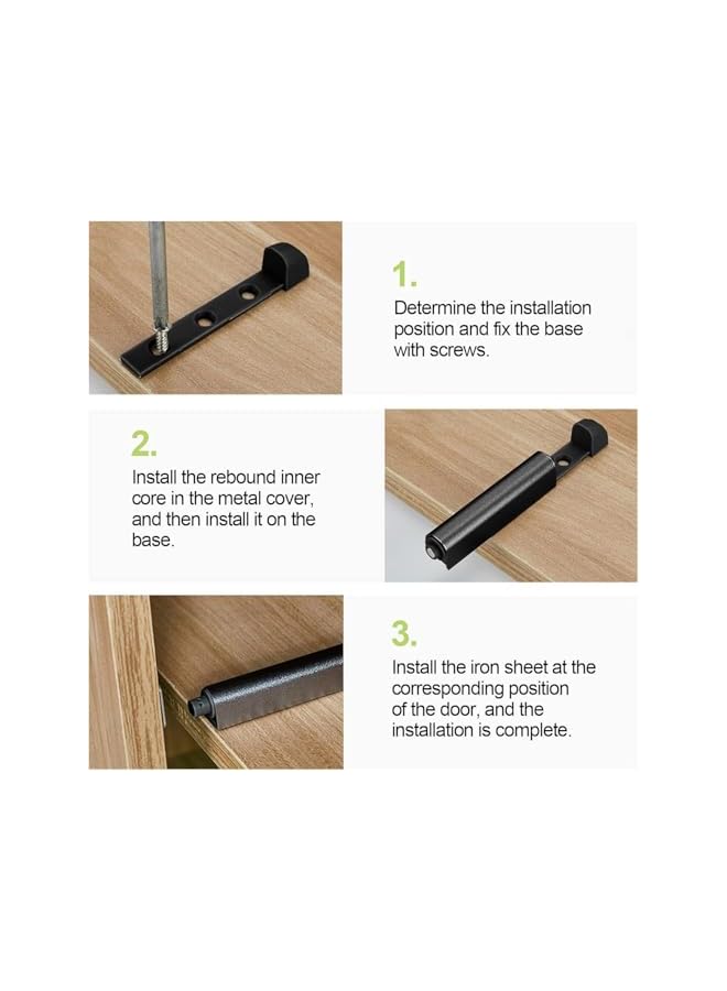 S-TOP Magnetic Touch Latch, 6Pcs Magnetic Door Catch Push to Open Latch Adjustable Magnetic Cabinet Closures Release Catches Damper for Kitchen Closet Wardrobe Cupboard Cabinet Door Wardrobe Black - Image 4