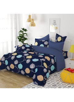 BSB HOME BSB HOME® 100% Cotton 160 TC Small Leaf Printed Double Bedsheets with 2 King Size Pillow Cover, (90X90 Inches, 7 x 7.5 Feet, Blue - Prime Collections  - Image 5
