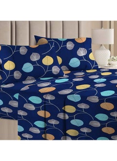 BSB HOME BSB HOME® 100% Cotton 160 TC Small Leaf Printed Double Bedsheets with 2 King Size Pillow Cover, (90X90 Inches, 7 x 7.5 Feet, Blue - Prime Collections  - Image 2