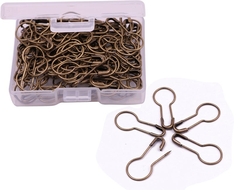 21mm/0.8 Inch Small Metal Gourd Safety Pins Bulb Guard Calabash Quilting Sewing Pin Bead Needles for DIY Craft Home Accessories, 120PCS (Bronze)
