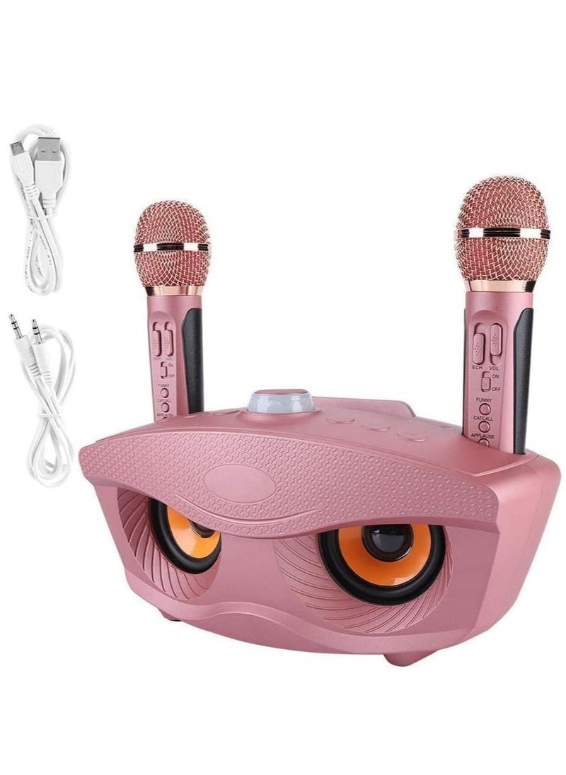 ELTRAZONE - Portable Karaoke Machine, Wireless Bluetooth Speaker with 2 Microphones Home Karaoke Support AUX TF Card U Disk FM Radio for Family Home Party (Wireless Bluetooth Speaker, PINK) - Image 1