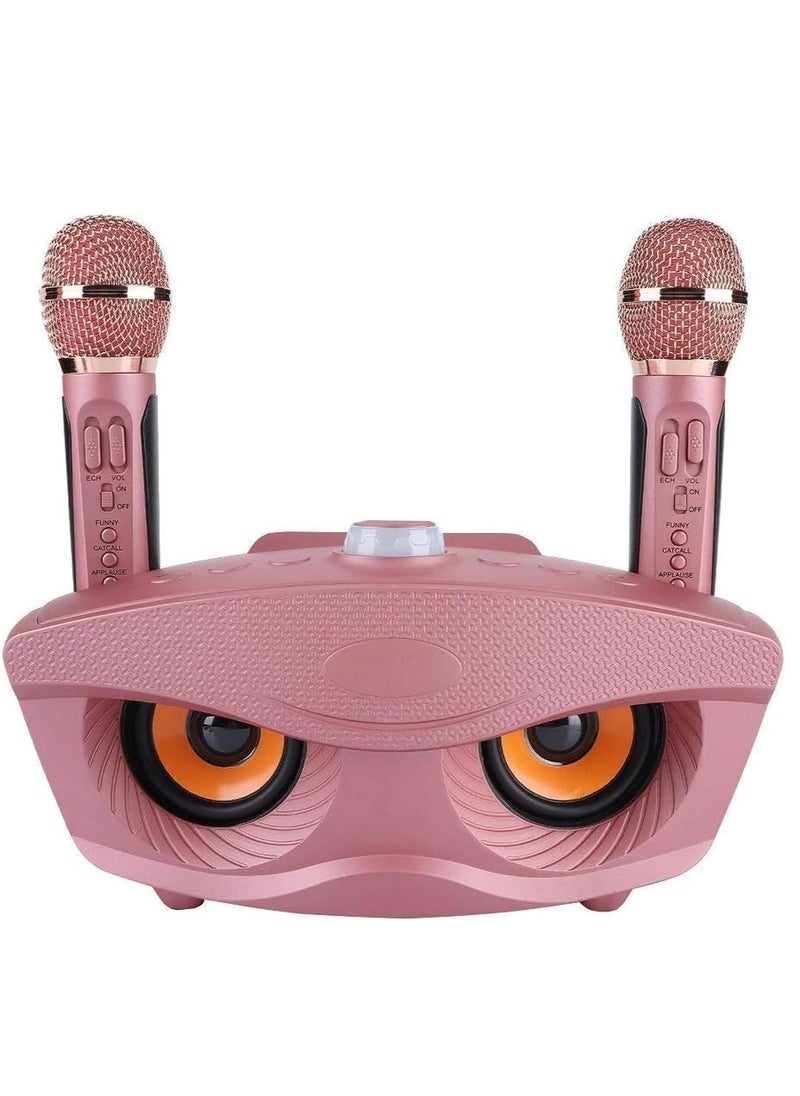 ELTRAZONE - Portable Karaoke Machine, Wireless Bluetooth Speaker with 2 Microphones Home Karaoke Support AUX TF Card U Disk FM Radio for Family Home Party (Wireless Bluetooth Speaker, PINK) - Image 1