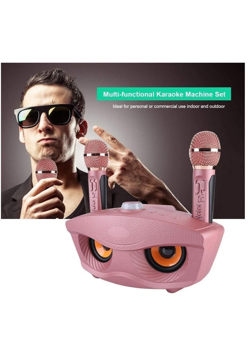 ELTRAZONE - Portable Karaoke Machine, Wireless Bluetooth Speaker with 2 Microphones Home Karaoke Support AUX TF Card U Disk FM Radio for Family Home Party (Wireless Bluetooth Speaker, PINK) - Image 1