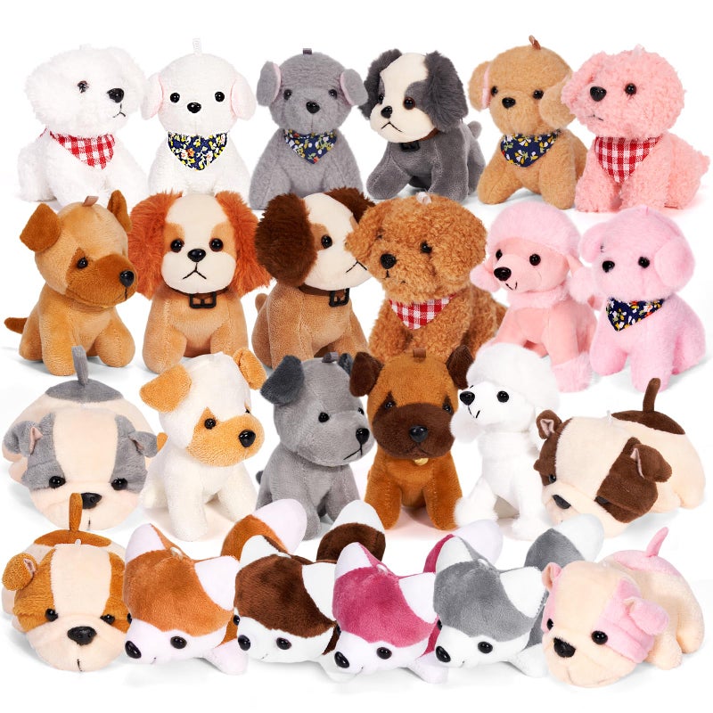 Niceup 24PCS Adopt a Puppy Party Favors Kids Mini Plush Dog Noncandy Easter Basket Stuffers Bulk Stuffed Animals Dog Paw Adoption Pet Doll Toys Birthday Party Goodie Bag Fillers Classroom Reward Gift - Image 2