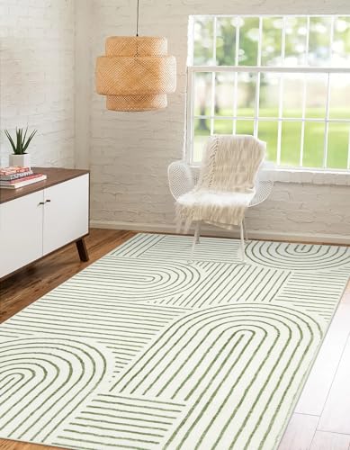 Lahome Rainbow 4x6 Area Rugs for Bedroom Soft Washable Rugs for Entryway UltraThin Modern Green Rug NonSlip Throw Rug Carpet for Kitchen Office Living Room4x6Green