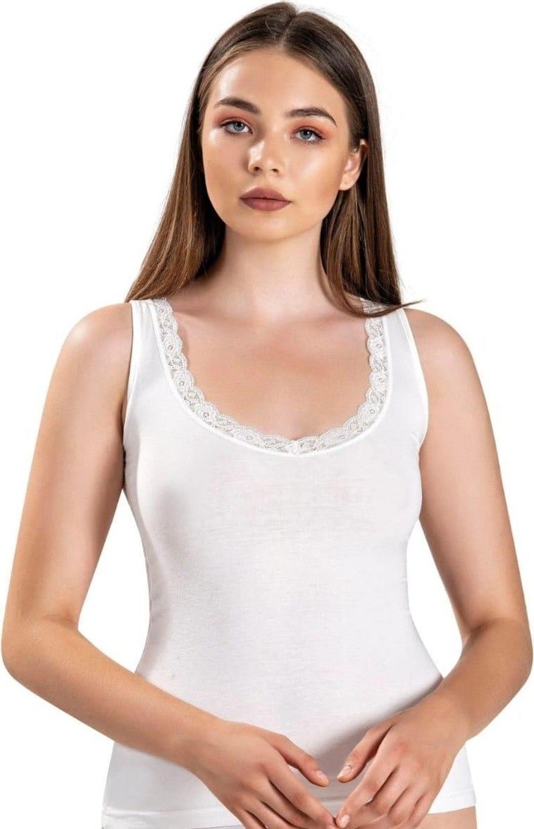 Jiber 617 Women's V Neck Wide Strap Lace Undershirt 12 Pieces  - Image 1