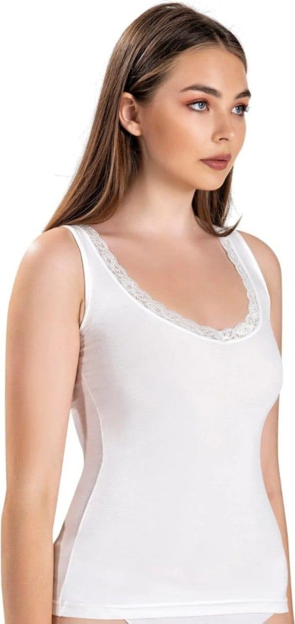 Jiber 617 Women's V Neck Wide Strap Lace Undershirt 12 Pieces  - Image 2
