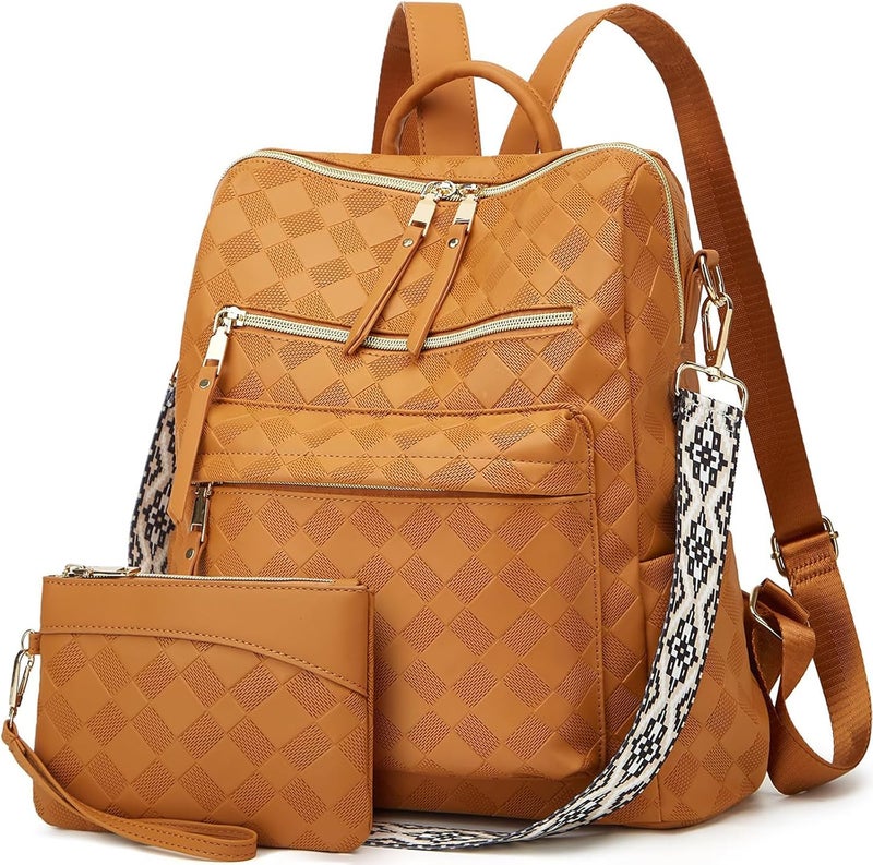 Makes Backpack Purse for Women PU Leather Travel Satchel Handbag Convertible Design Bag with Purse 2 Piece - Image 1