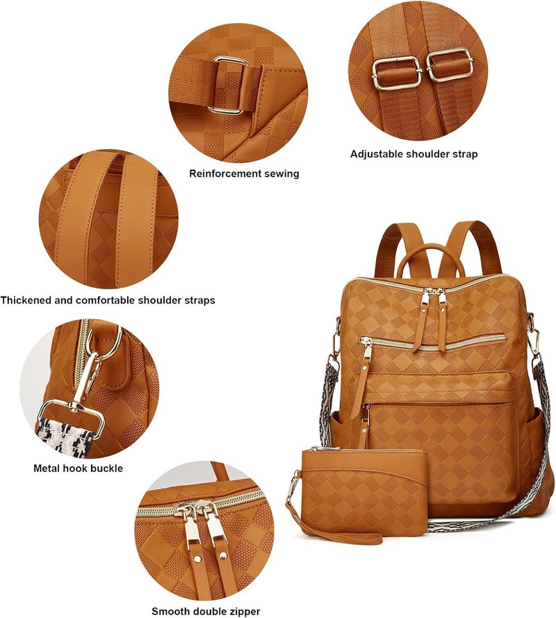 Makes Backpack Purse for Women PU Leather Travel Satchel Handbag Convertible Design Bag with Purse 2 Piece - Image 3