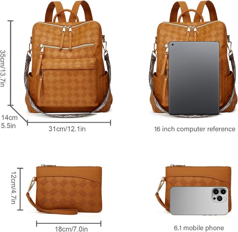 Makes Backpack Purse for Women PU Leather Travel Satchel Handbag Convertible Design Bag with Purse 2 Piece - Image 4
