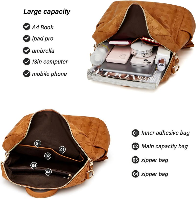Makes Backpack Purse for Women PU Leather Travel Satchel Handbag Convertible Design Bag with Purse 2 Piece - Image 5