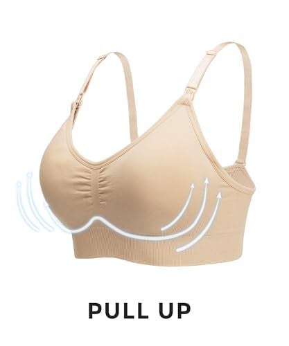 Stelle Nursing Bras Maternity Bra for Breastfeeding Pregnancy Wireless Bralette with Pads, Extenders (Black+Gray+Beige,M) - Image 4
