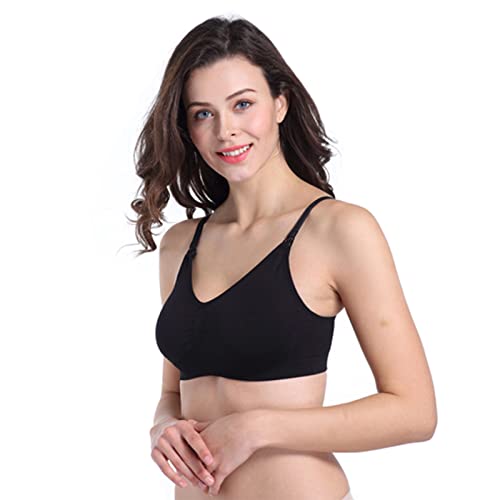 Stelle Nursing Bras Maternity Bra for Breastfeeding Pregnancy Wireless Bralette with Pads, Extenders (Black+Gray+Beige,M) - Image 3