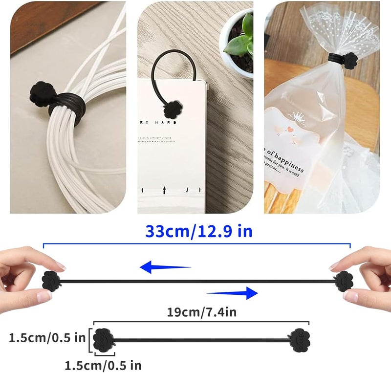 SOOoEC Black Magnetic Cable Ties, 20 Pack 7.2" Magnetic Cord Ties Cute Cloud Design, Silicone Magnetic Ties for Cord Organizer, Black Color. - Image 3