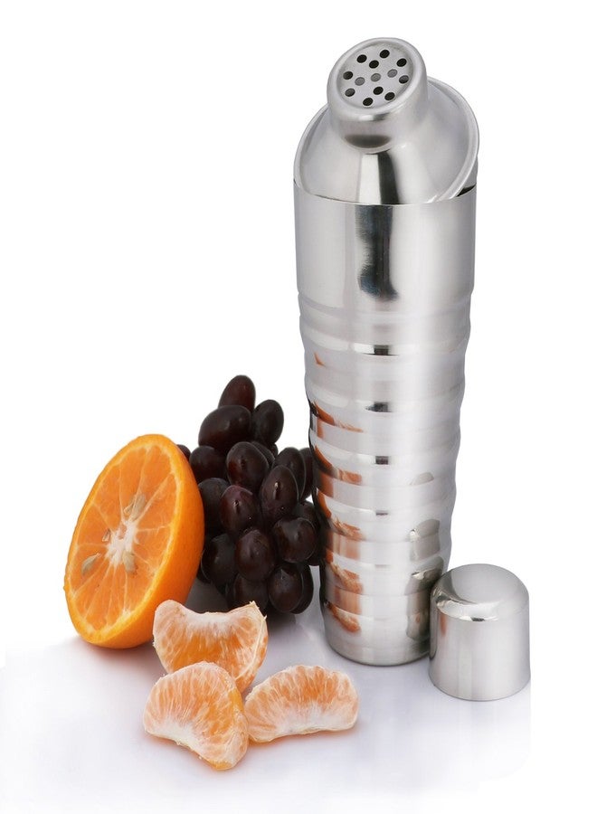 Urban Snackers Stainless Steel Cocktail/mocktail Shaker with Rib, Silver - Image 1