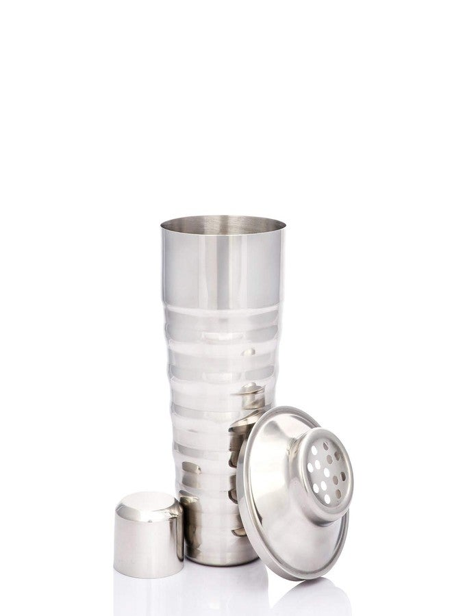 Urban Snackers Stainless Steel Cocktail/mocktail Shaker with Rib, Silver - Image 2