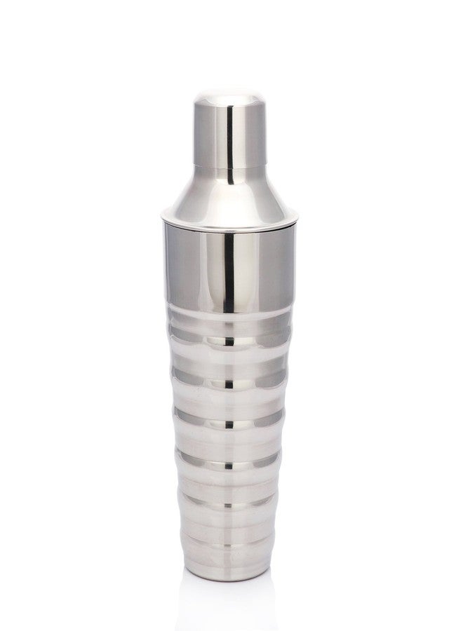 Urban Snackers Stainless Steel Cocktail/mocktail Shaker with Rib, Silver - Image 4
