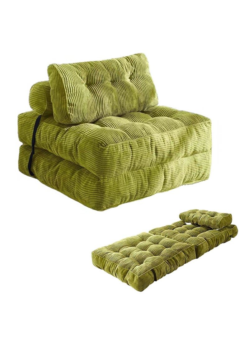 Aikanbo Folding Sofa Bed，Convertible Sleeper Chair with Pillow Foldable Mattress with Back Support，Portable Fold Out Chair Bed Comfy Floor Sofa Lounge for Living Room Bedroom（Green） - Image 1