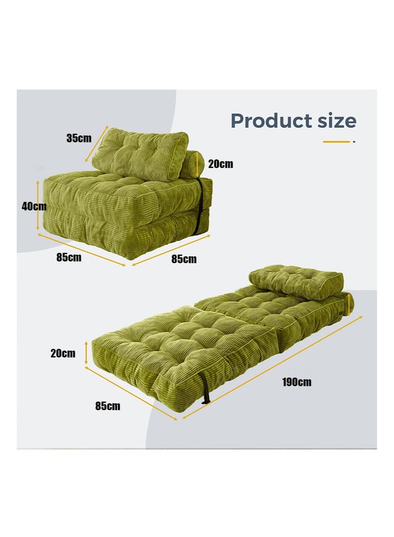 Aikanbo Folding Sofa Bed，Convertible Sleeper Chair with Pillow Foldable Mattress with Back Support，Portable Fold Out Chair Bed Comfy Floor Sofa Lounge for Living Room Bedroom（Green） - Image 2