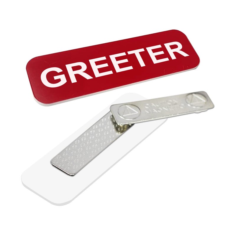 All Quality Badges Greeter 1 x 3 Name Tag Red 10 Pack - Image 2