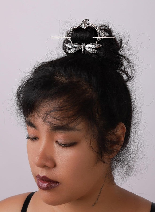 HAQUIL Dragonfly Moon Hairpin Vintage Barrettes for Women Viking Retro Hairpin Jewelry - Image 2