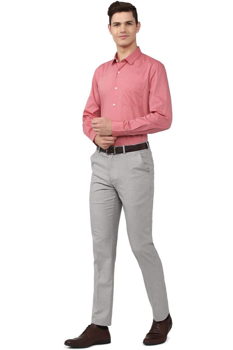 Peter England Men Cotton Slim Fit Shirt (PESFMSLB339309_Red 36) - Image 5