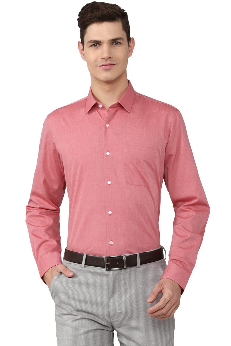 Peter England Men Cotton Slim Fit Shirt (PESFMSLB339309_Red 36) - Image 1