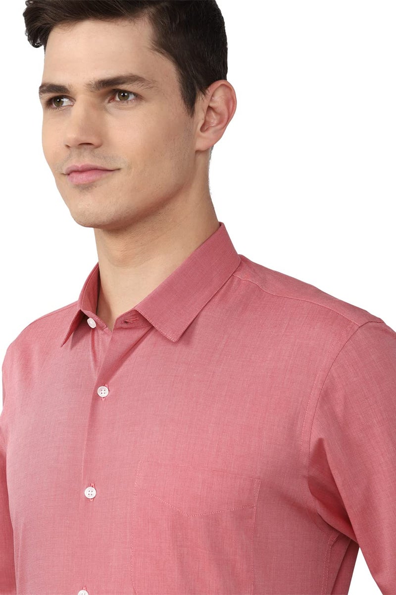 Peter England Men Cotton Slim Fit Shirt (PESFMSLB339309_Red 36) - Image 4