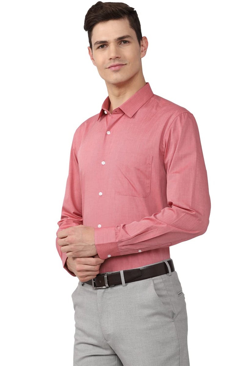 Peter England Men Cotton Slim Fit Shirt (PESFMSLB339309_Red 36) - Image 2
