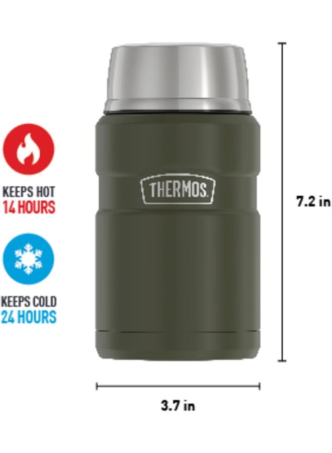 THERMOS جرة حرارية من الفولاذ المقاوم للصدأ معزولة بالفراغ باللون الأخضر العسكري سعة 710 مل، SK3020AG، جرة طعام معزولة، صندوق غداء، حاوية تخزين، زجاجة حرارية للسفر - Image 5