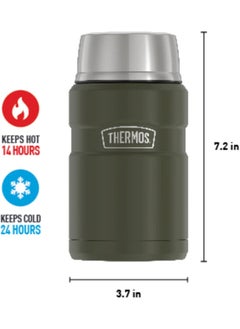 THERMOS THERMOS STAINLESS STEEL VACUUM INSULATED ARMY GREEN JAR 710ML, SK3020AG, INSULATED FOOD JAR, LUNCH BOX, STORAGE CONTAINER, THERMAL FLASK FOR TRAVEL  - Image 5