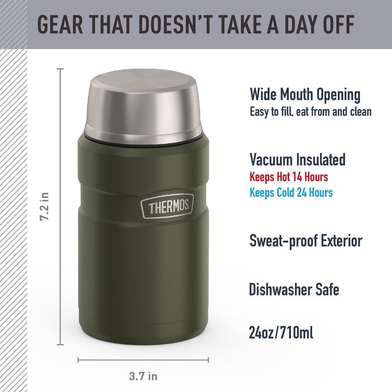 THERMOS STAINLESS STEEL VACUUM INSULATED ARMY GREEN JAR 710ML, SK3020AG, INSULATED FOOD JAR, LUNCH BOX, STORAGE CONTAINER, THERMAL FLASK FOR TRAVEL - Image 2