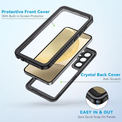 Lanhiem for Samsung Galaxy S24+ Plus Phone Case, IP68 Waterproof Dustproof Case with Built-in Screen Protector, Rugged Full Body Shockproof Protective Cover for Galaxy S24 Plus 6.7 Inch, Black - Image 3