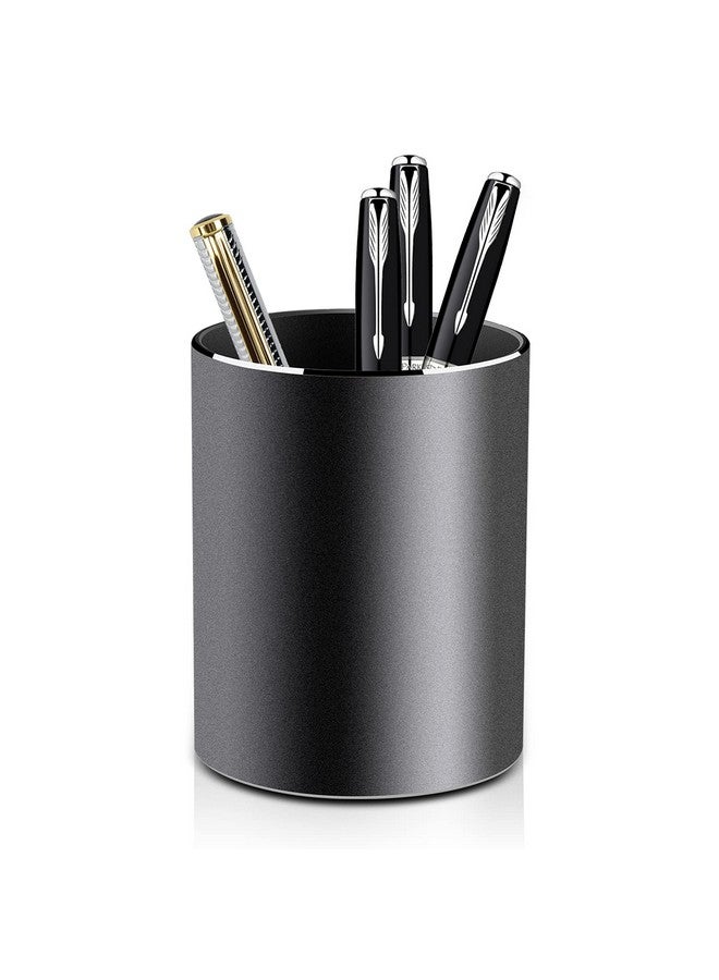 Vaydeer Metal Pen Holder Aluminum Pencil Holder For Desk, Round Desktop Organizer And Black Pencil Cup For Office, School, Home And Stationary Supplies (3.15 X 3.15 X 3.94 Inches) - Image 1