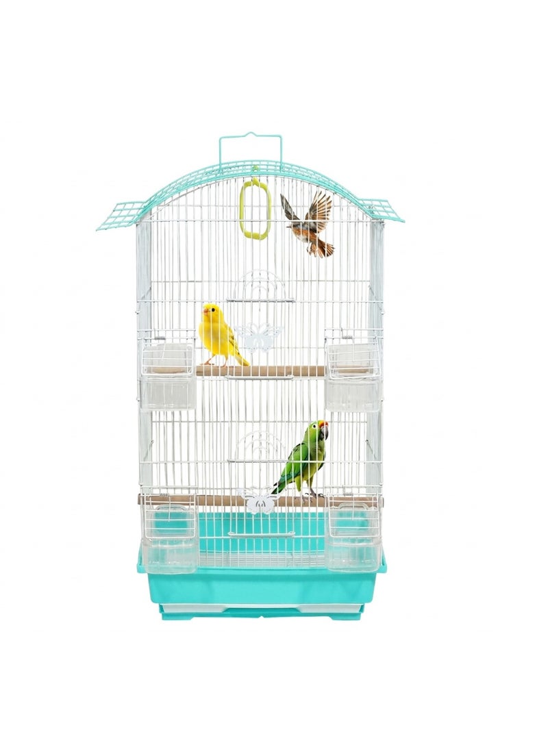 NNC PETS Small bird cage with Perches, Feeders and Swing, Ideal for Parakeets, Lovebirds, and Small Parrots, 62 cm Metal bird cage with Hanging, Pull-out tray, Portable, Durable and Top-Roof Design (Cyan) - Image 1