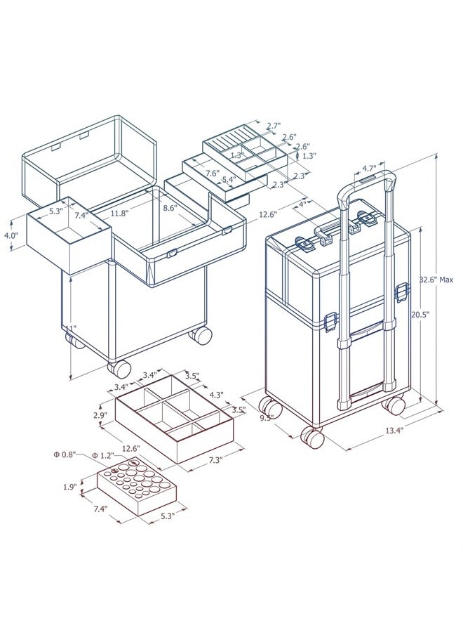 Rolling Makeup Train Case Large Cosmetic Suitcase Trolley Makeup Luggage Storage Box 4 Tray with Sliding Rail Removable Middle Layer Swivel Wheels Salon Barber Case Traveling Cart Trunk - pzsku/ZC32101A44BEFD0E04318Z/45/_/1687766122/31c1933f-b537-4eab-93dd-928e034eae18