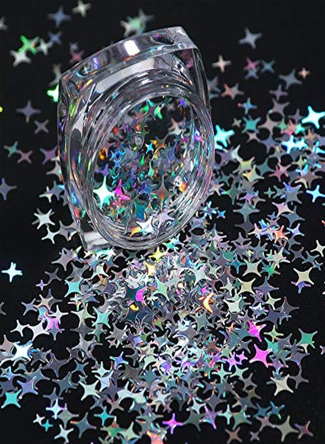 Kissbuty Holographic Nail Art Sequins Glitter Kits, 8 Boxes Holographic Nails Powder Nail Art Sequins Metallic Shining Flakes Silver Nail Glitter Set For Nails Art Decoration Holographic Manicure - Image 3