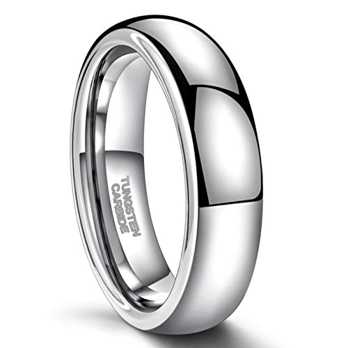 Greenpod 6mm Silver Tungsten Carbide Ring for Men Women Wedding Band High Polished Shiny Domed Comfort Fit Size 7.5 - Image 1