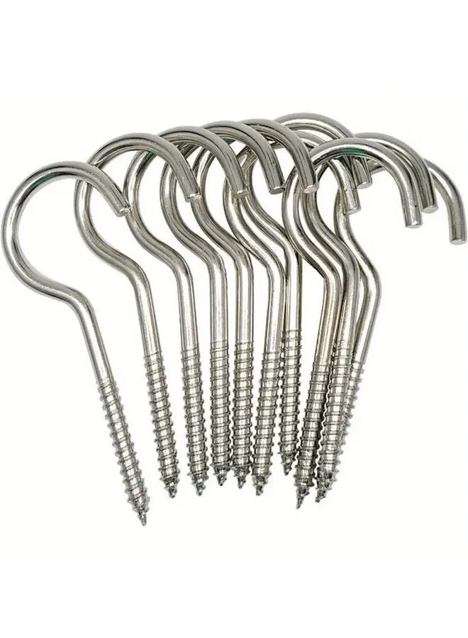 10 Pcs 4 Inch Metal Lamp Hook Screws Heavy Duty Open Hook Design Threaded Shaft - Image 4