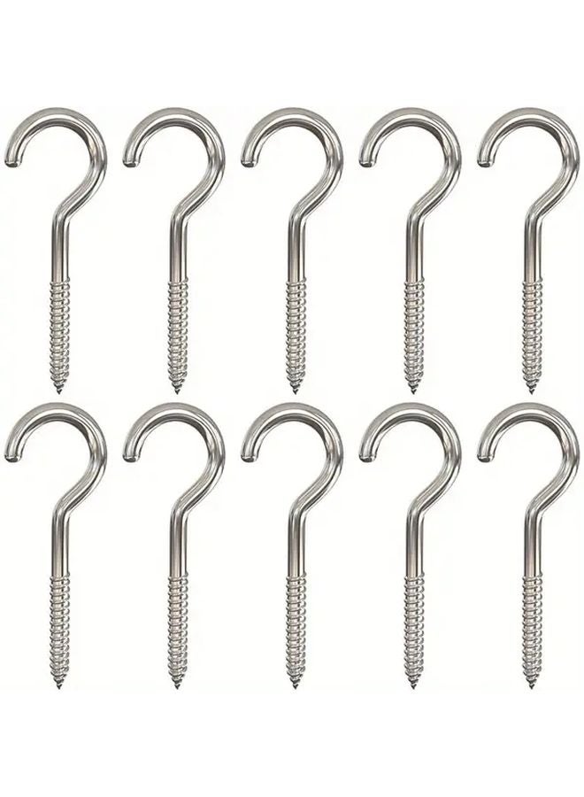 10 Pcs 4 Inch Metal Lamp Hook Screws Heavy Duty Open Hook Design Threaded Shaft - Image 2