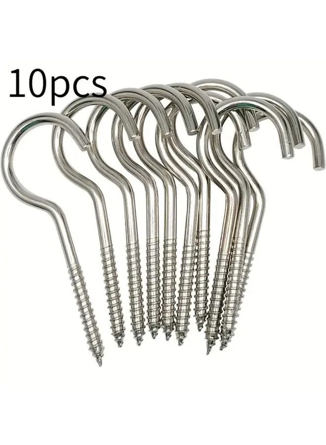 10 Pcs 4 Inch Metal Lamp Hook Screws Heavy Duty Open Hook Design Threaded Shaft - Image 1