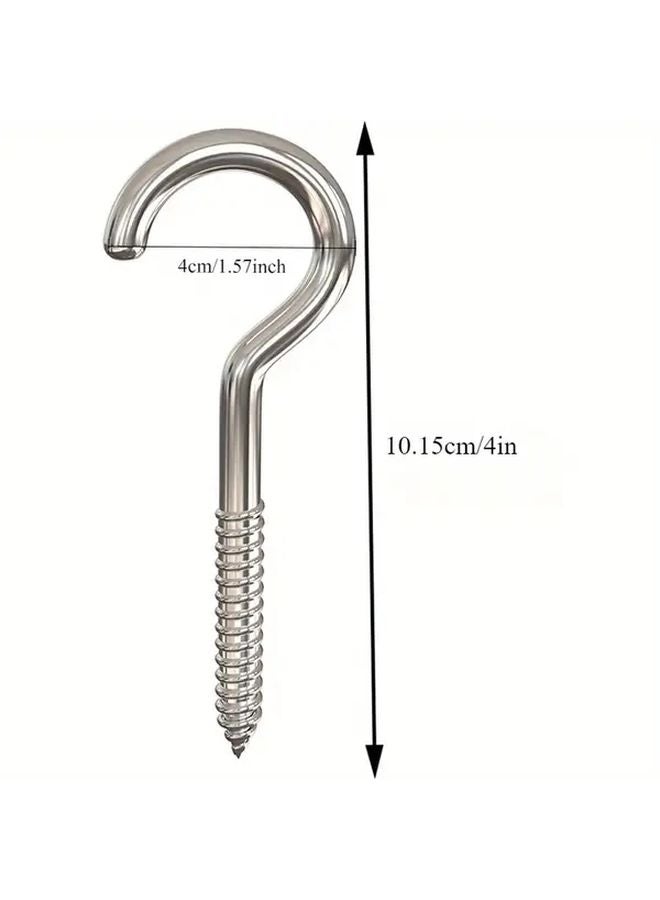 10 Pcs 4 Inch Metal Lamp Hook Screws Heavy Duty Open Hook Design Threaded Shaft - Image 3