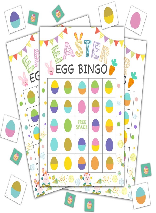 Disfuco Easter Bingo Game, Easter Party Games Outdoor, Easter Egg Hunt Bingo For Adults , Easter Outdoor Activities, Birthday Bingo, Easter Party Favors Supplies Decorations, 24 Players Bingo Game (B02) - Image 1