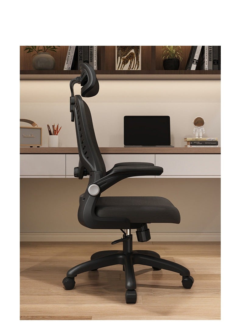 Golden Office Chair Mesh Computer Chair with Adjustable Headrest and Lumbar Support Desk Chair Modern Ergonomic Office Chair With 90° Flip-up Armrest for Home Conference Office - Image 3