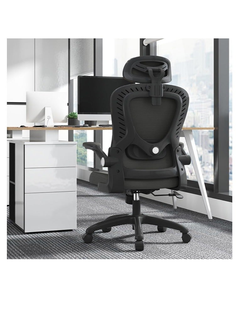 Golden Office Chair Mesh Computer Chair with Adjustable Headrest and Lumbar Support Desk Chair Modern Ergonomic Office Chair With 90° Flip-up Armrest for Home Conference Office - Image 1