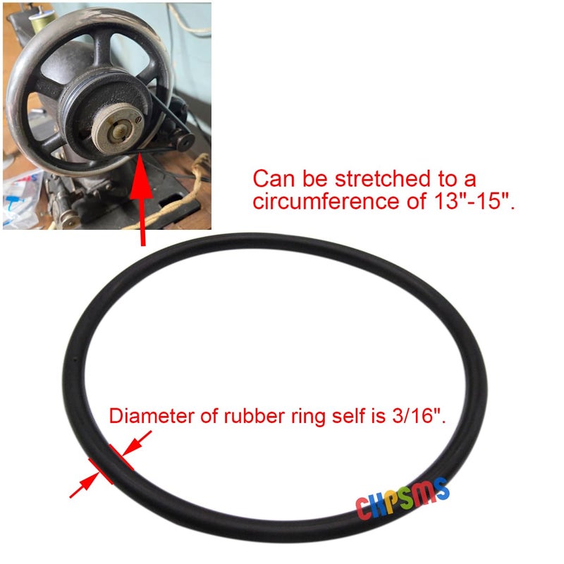 ckpsms Brand-Universal sewing machine motor stretchable belt with the perimeter ranging from 13"(330mm)to 15"(380mm) and diameter 3/16"(5mm) Compatible with SINGER brand household Sewing Machine(2PCS) - Image 2