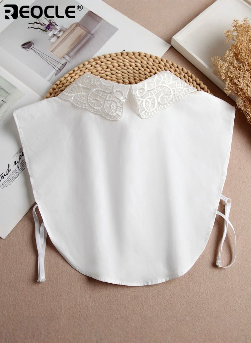REOCLE Women's Embroidered Collar Elegant Extender Lace-Trimmed Detachable Design for Outfit Layering & Styling Versatility - Image 2