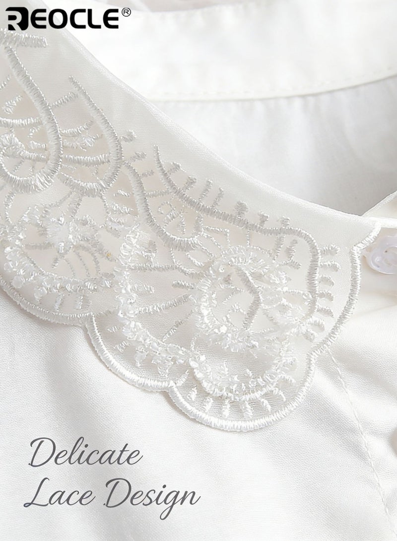 REOCLE Women's Embroidered Collar Elegant Extender Lace-Trimmed Detachable Design for Outfit Layering & Styling Versatility - Image 5