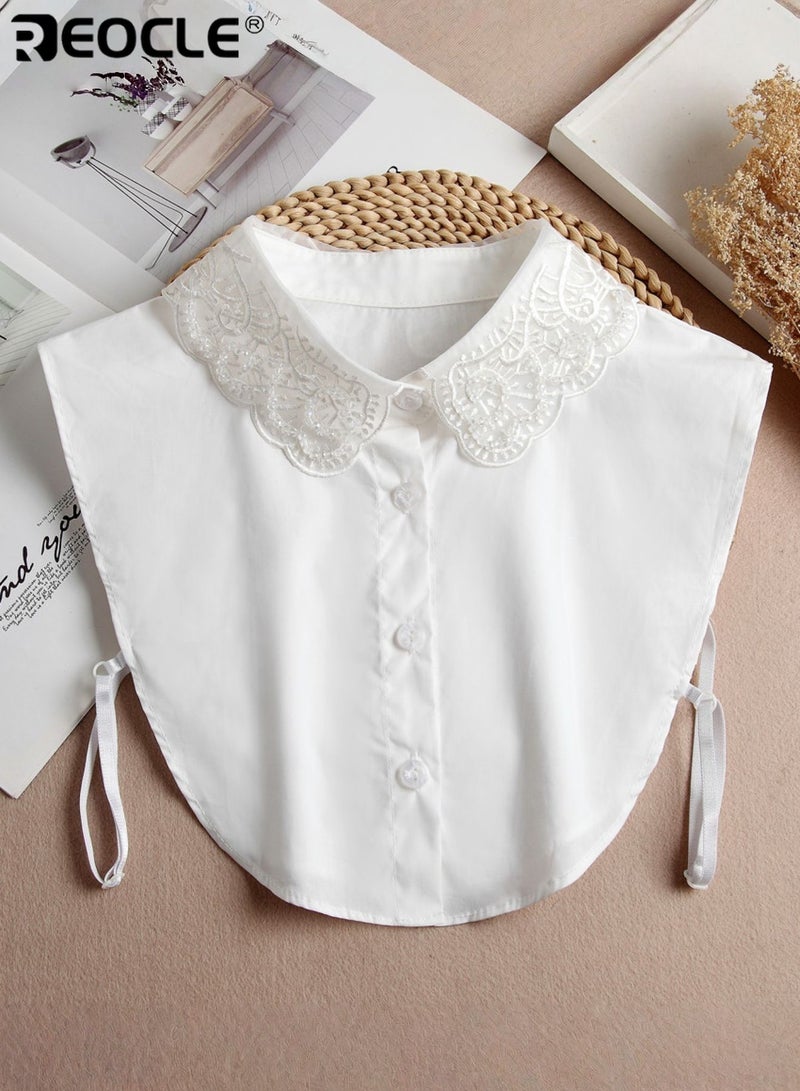 REOCLE Women's Embroidered Collar Elegant Extender Lace-Trimmed Detachable Design for Outfit Layering & Styling Versatility - Image 1